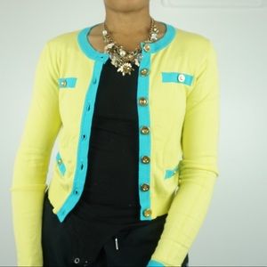 Yellow/Blue Contrast Cardigan
